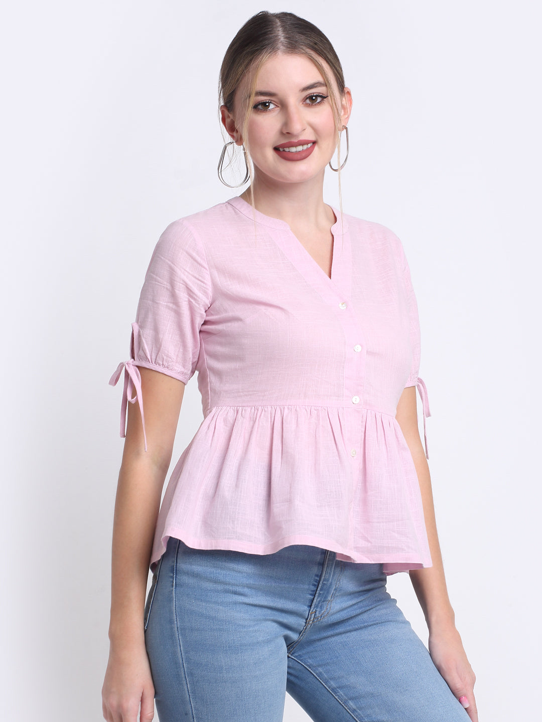 Lilac Cotton Button Down Top