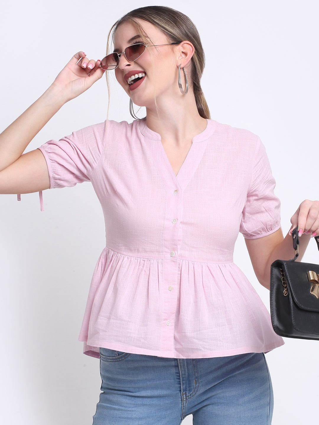 Lilac Cotton Button Down Top