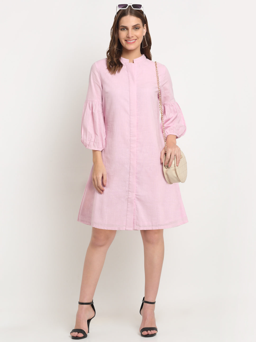 LILAC Cotton Printed Calf Length Dress FAABRIQ LILAC Cotton Printed Calf Length Dress FAABRIQ
