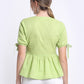 Green Slub Cotton Button Down Top