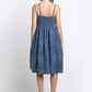 Teal Floral Cotton Knee Length Midi Dress