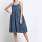 Teal Floral Cotton Knee Length Midi Dress