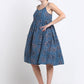 Teal Floral Cotton Knee Length Midi Dress