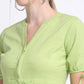 Green Slub Cotton Button Down Top