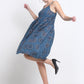 Teal Floral Cotton Knee Length Midi Dress