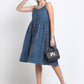 Teal Floral Cotton Knee Length Midi Dress