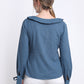 Teal Solid Tunic Collar Shirt