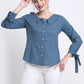 Teal Solid Tunic Collar Shirt