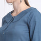Teal Solid Tunic Collar Shirt