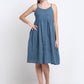 Teal Solid Cotton Knee Length Midi Dress