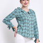 Aqua Heart Tunic Collar Shirt