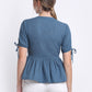 Teal Cotton Button Down Top