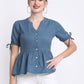 Teal Cotton Button Down Top