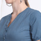 Teal Cotton Button Down Top