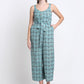 Blue Cotton Linen Printed Jumpsuit