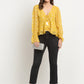 Yellow Long Sleeve V Neck Lurex Crop Tops