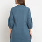 Teal Cotton Printed Calf Length Dress