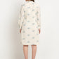 Ivory Printed Solid Cotton Linen Short Dress