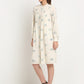 Ivory Printed Solid Cotton Linen Short Dress