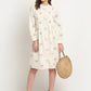 Ivory Printed Solid Cotton Linen Short Dress