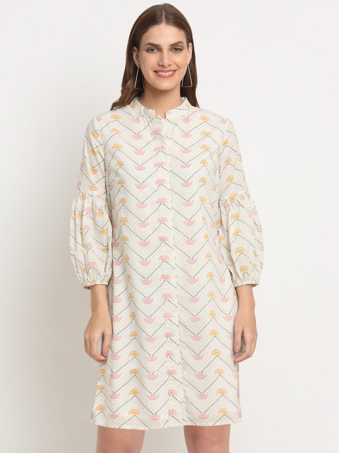 Mango Printed Cotton Printed Calf Length Dress