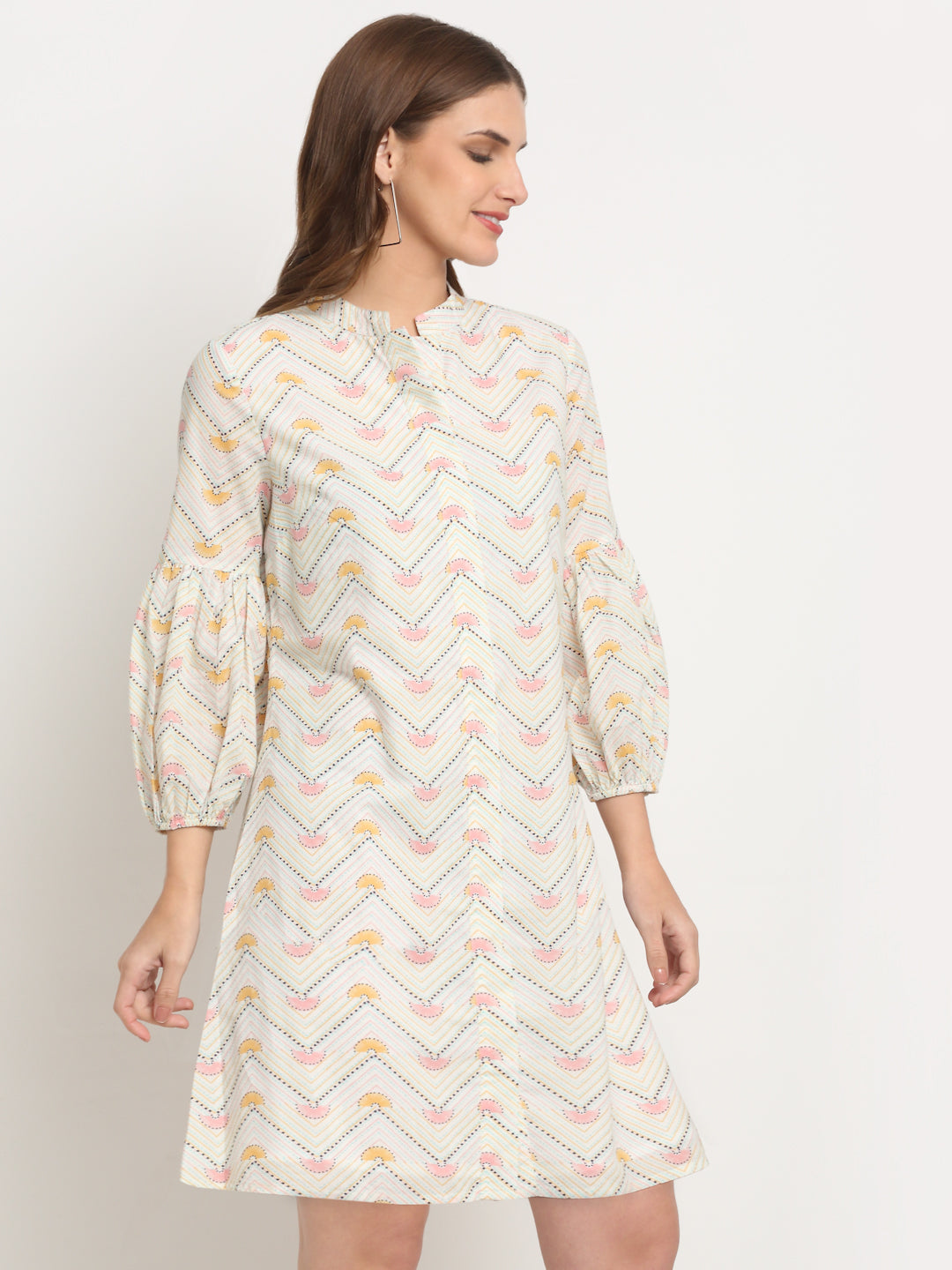Mango Printed Cotton Printed Calf Length Dress