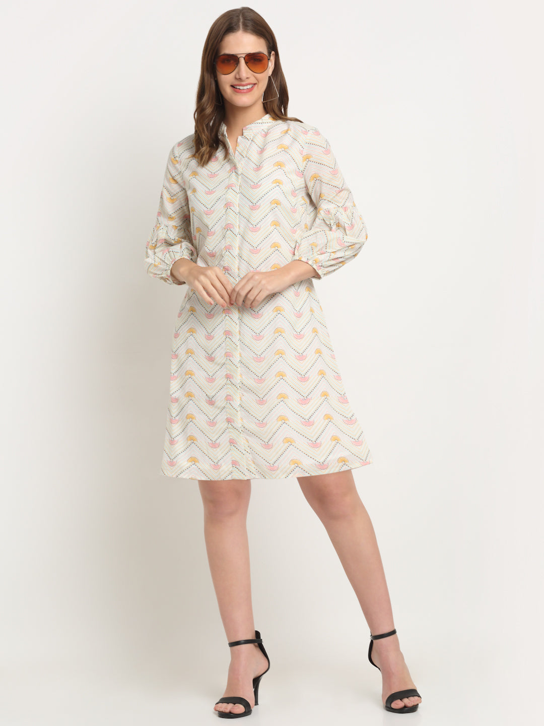 Mango Printed Cotton Printed Calf Length Dress