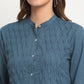 Teal Solid Cotton Linen Short Dress