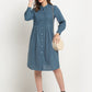 Teal Solid Cotton Linen Short Dress