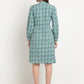 Aqua Printed Solid Cotton Linen Short Dress