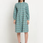 Aqua Printed Solid Cotton Linen Short Dress