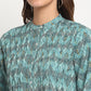 Aqua Printed Solid Cotton Linen Short Dress